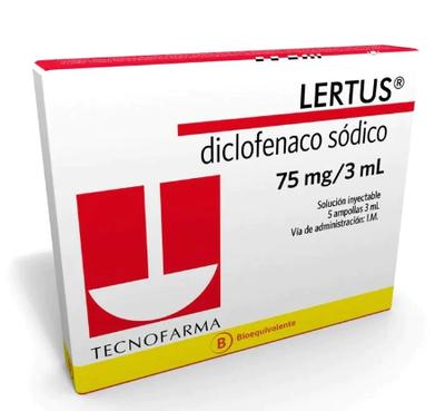 LERTUS INYECT 75 MG/3 ML X 5 AMPOLLAS (DICLOFENACO) (PTM) | Farmazon ...